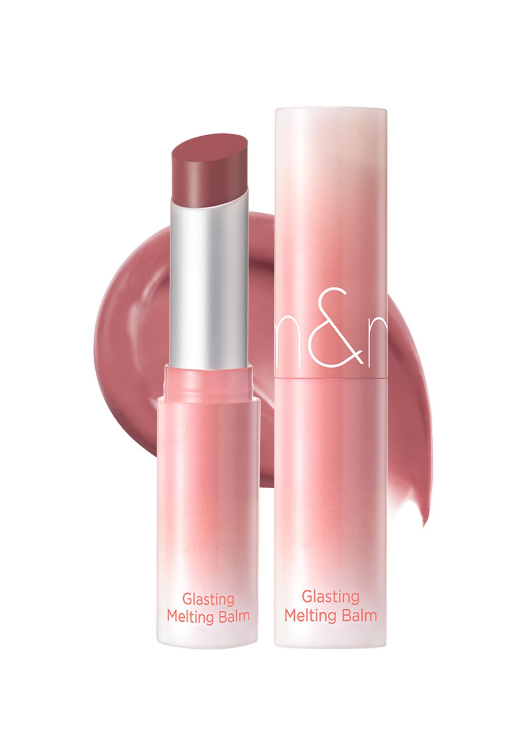 romnd GLASTING MELTING BALM #12 Veiled Rose en envase elegante con brillo suave