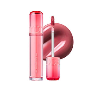 rom&nd-tinte-labial-juicy-fig-bote muestra el envase y color duradero.