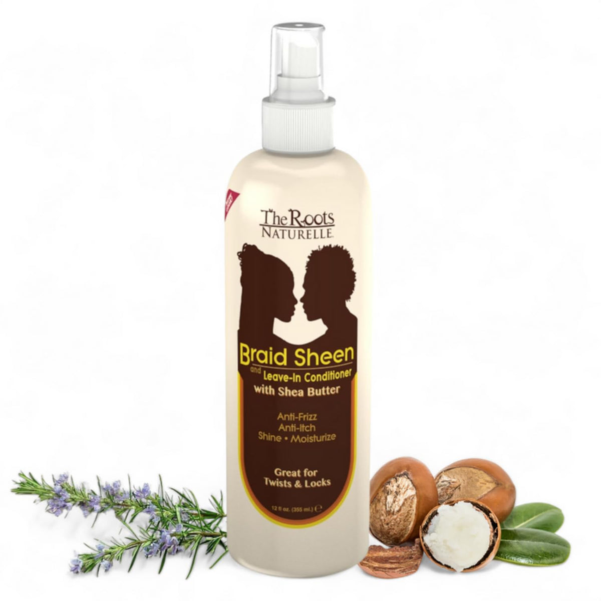 The Roots Naturelle Brillo para trenzas en atomizador, brillo y suavidad.