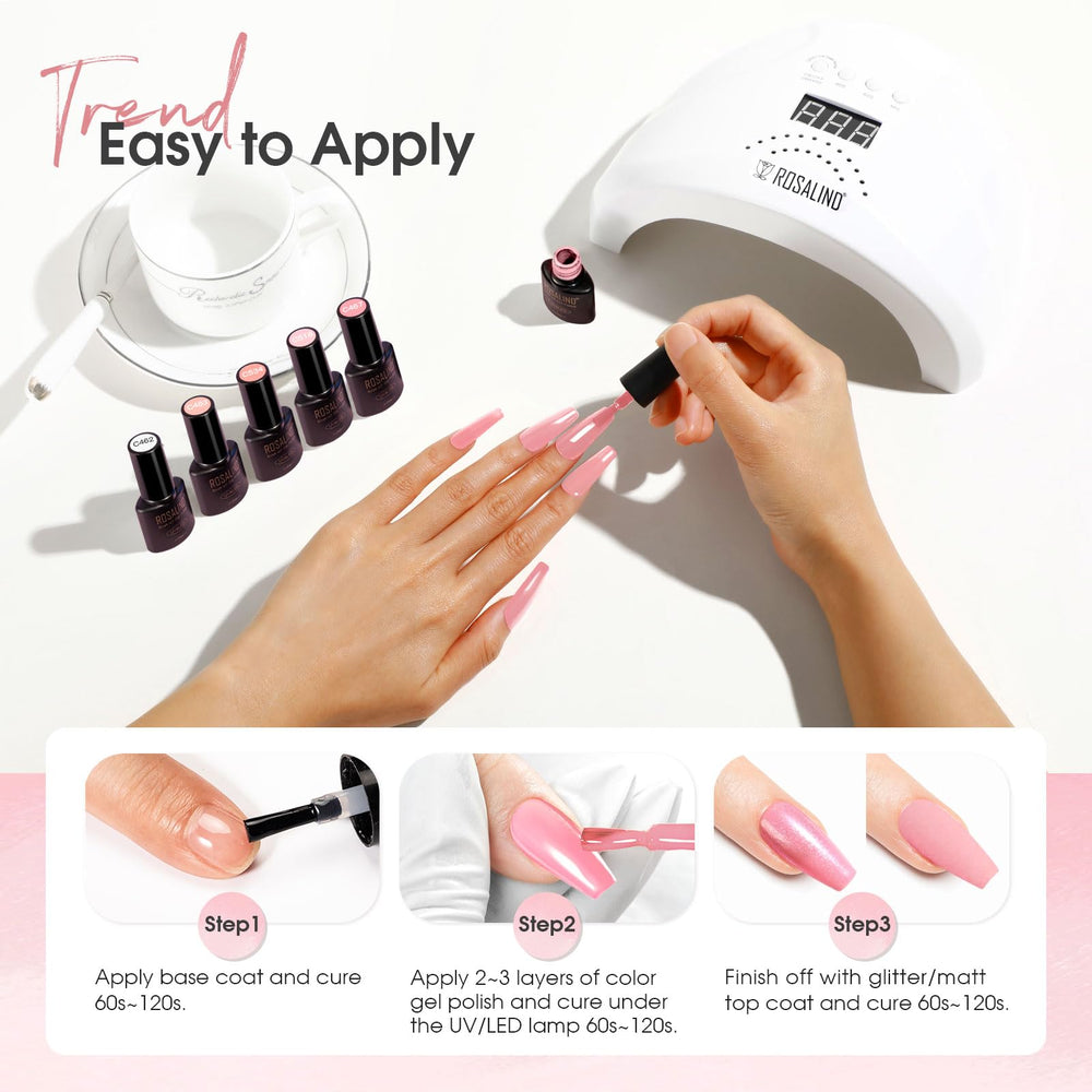 Conjunto de 8 esmaltes mini ROSALIND para crear uñas en casa.