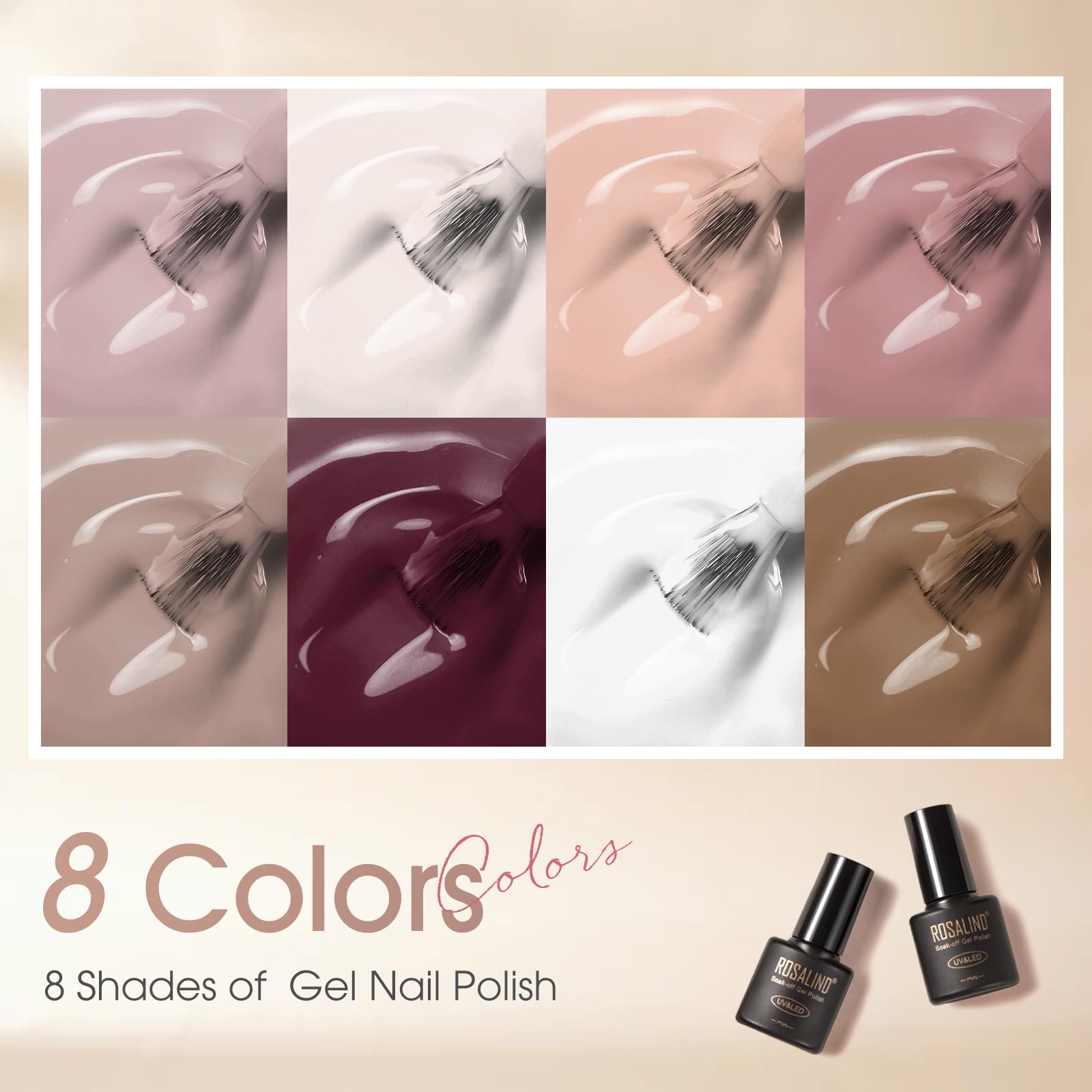ROSALIND esmalte gel nude: aplicación suave y precisa para uñas limpias