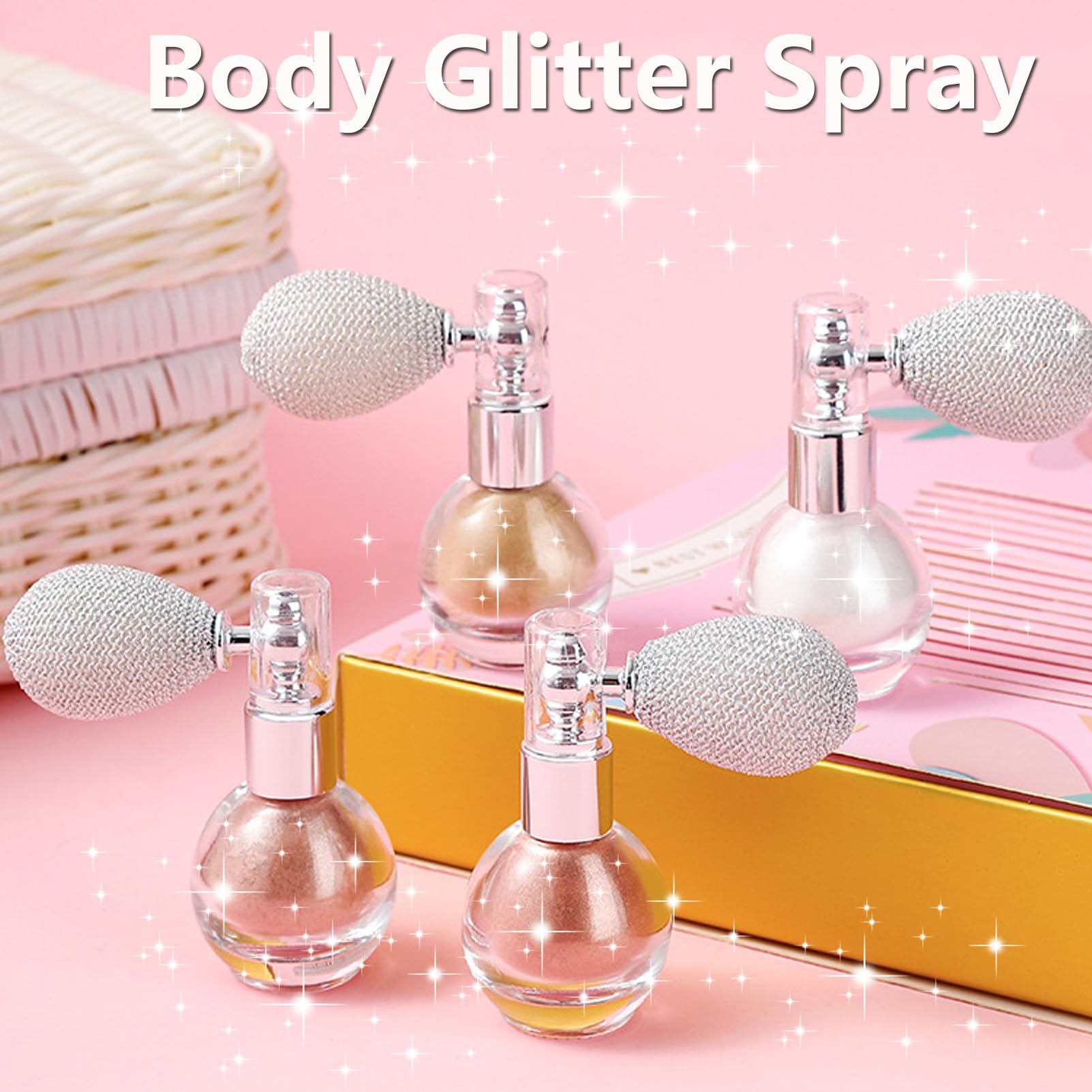 Rosarden brillo rosa, pulverizador de destellos para cabello, cuerpo y prendas
