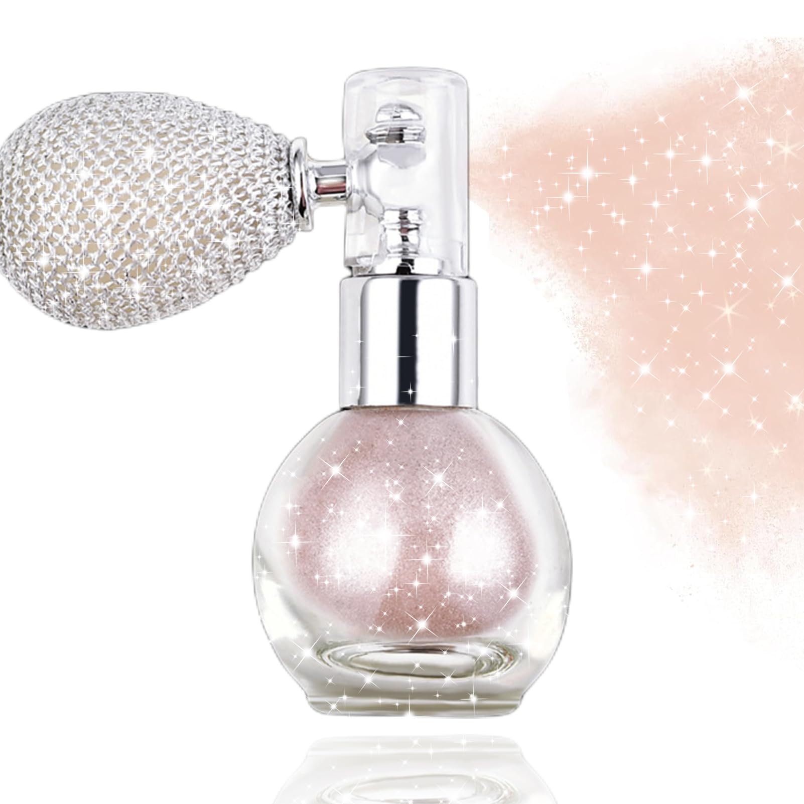 Rosarden brillo rosa para cabello, botella con destellos para un look vibrante