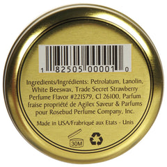 Rosebud Balsamo Labial Fresa, uso diario para mantener labios suaves en cualquier momento.