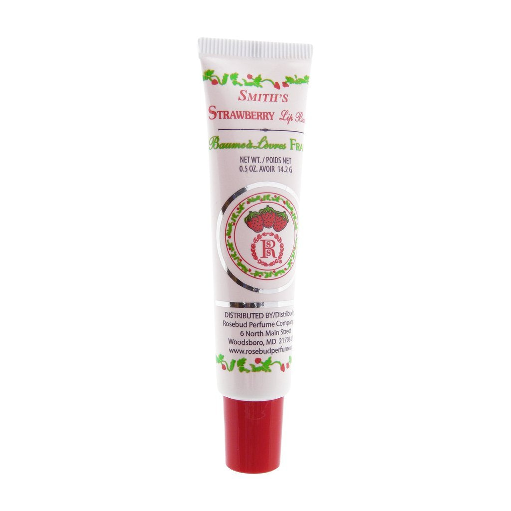 Rosebud bálsamo labial en tubo de fresa, hidratación suave para labios