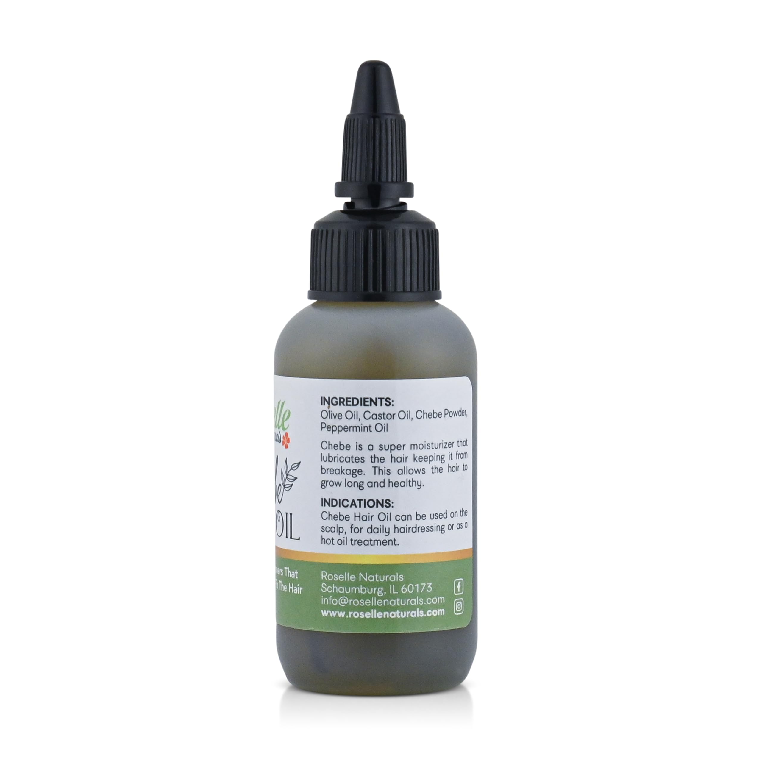 Roselle Naturals Chebe Oil para crecimiento capilar y densidad.