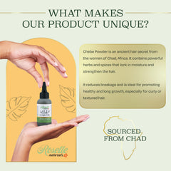 Roselle Naturals Chebe Oil cuida la caspa y calma el cuero cabelludo.