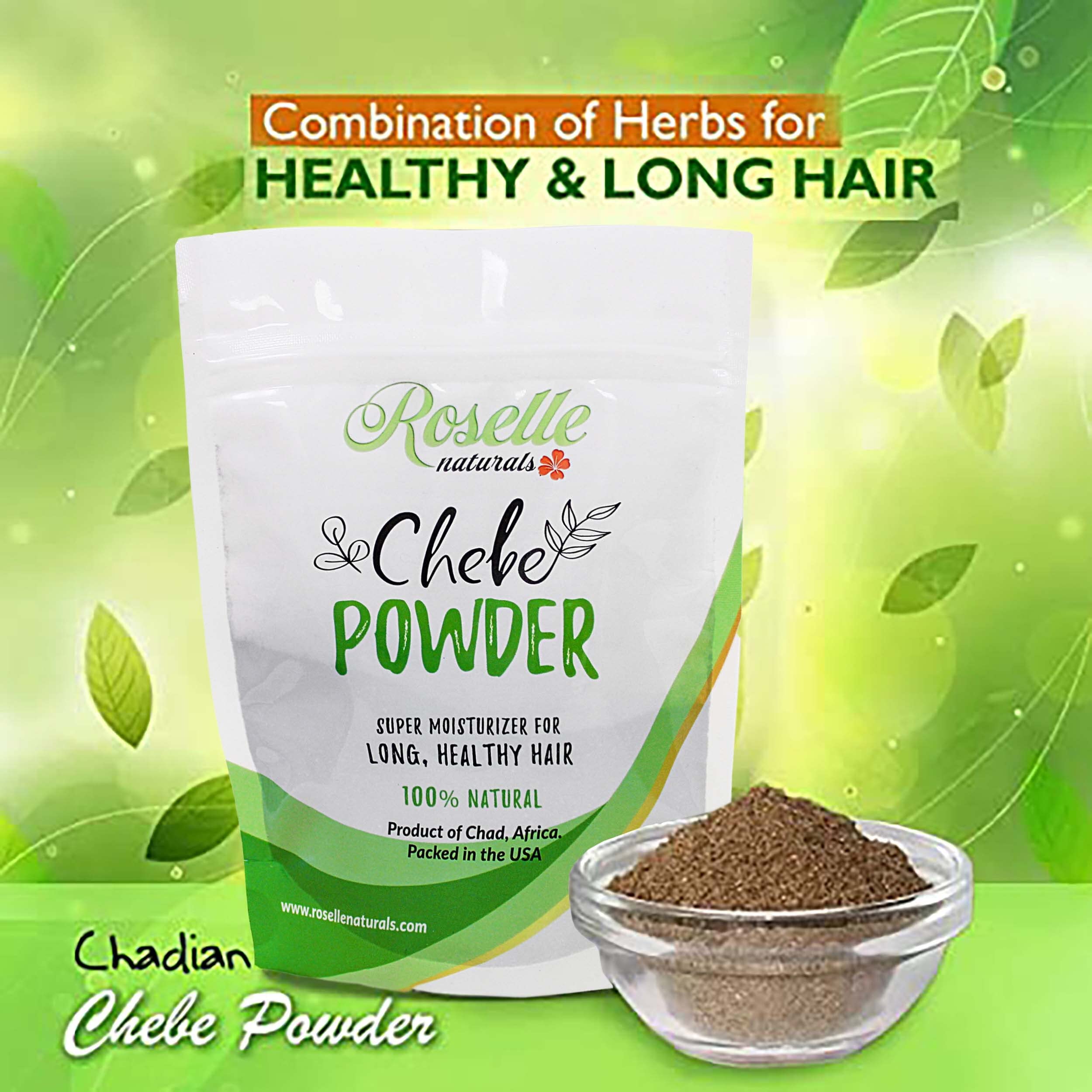 Mascarilla profunda con polvo Chebe Roselle Naturals para cabello seco.