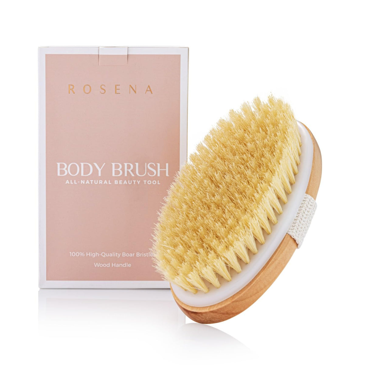 ROSENA cepillo corporal en seco oval muestra cerdas naturales para exfoliar la piel