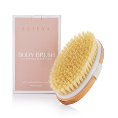 ROSENA cepillo corporal en seco oval muestra cerdas naturales para exfoliar la piel