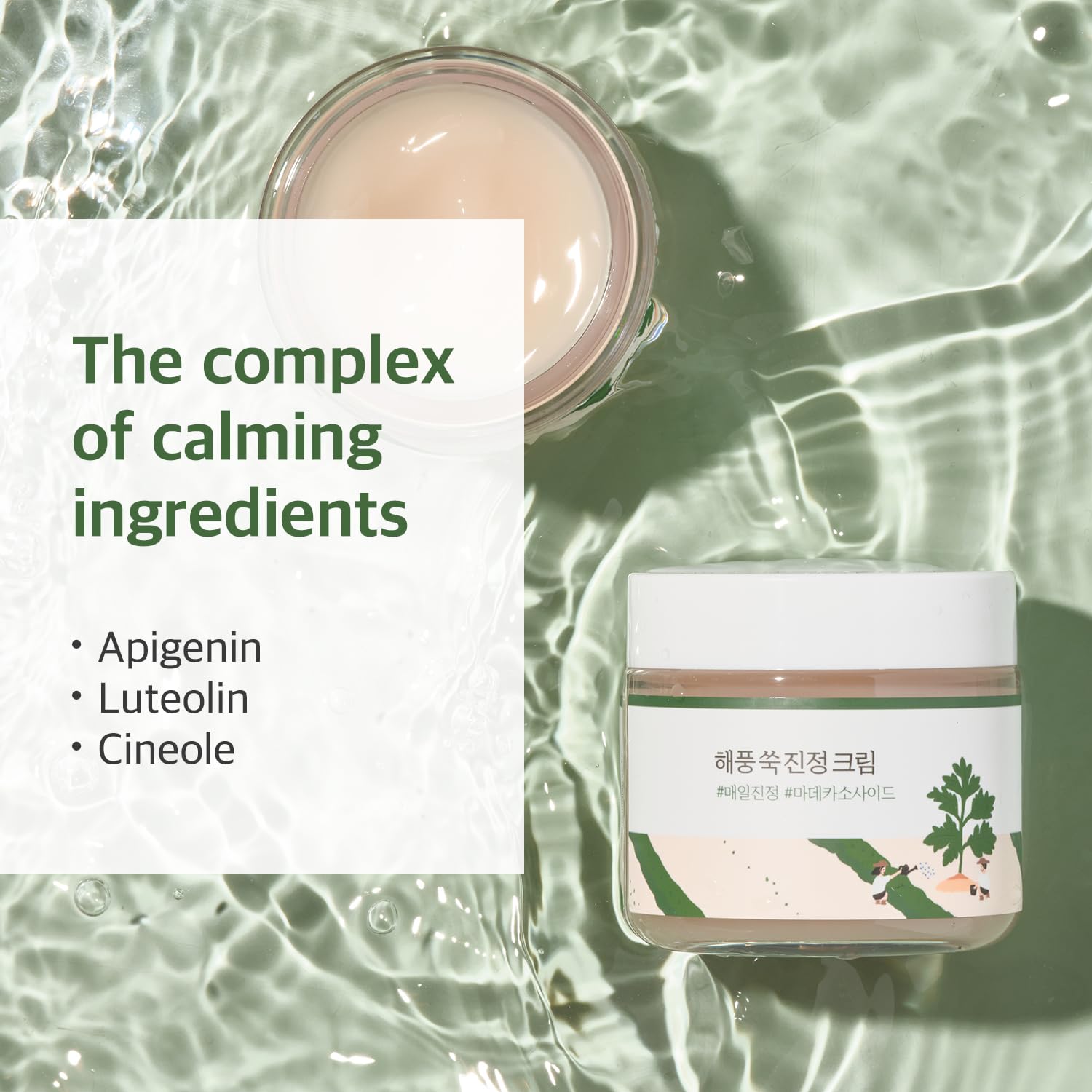 ROUND LAB Mugwort Calming Cream, extracto de artemisa en la fórmula para calmar irritaciones.