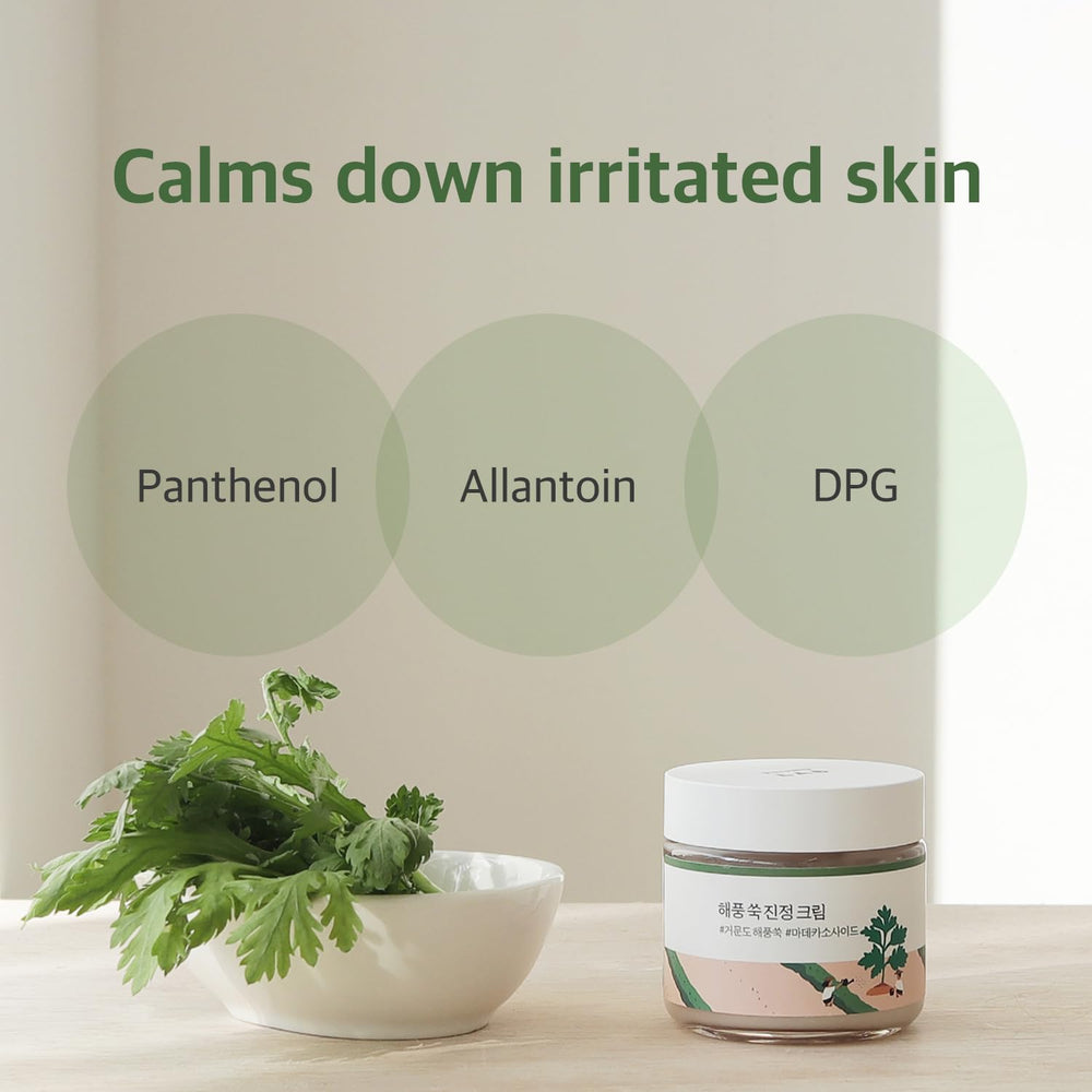 ROUND LAB Mugwort Calming Cream, uso diario suave, ideal para calma de piel sensible tras clima difícil.