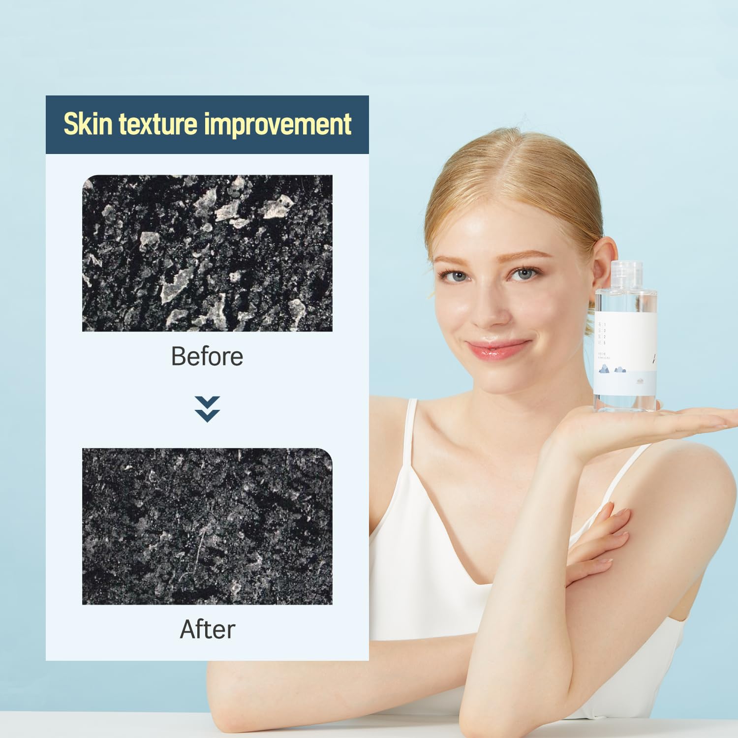 ROUND LAB Dokdo Toner aplicación con algodón, exfoliación suave