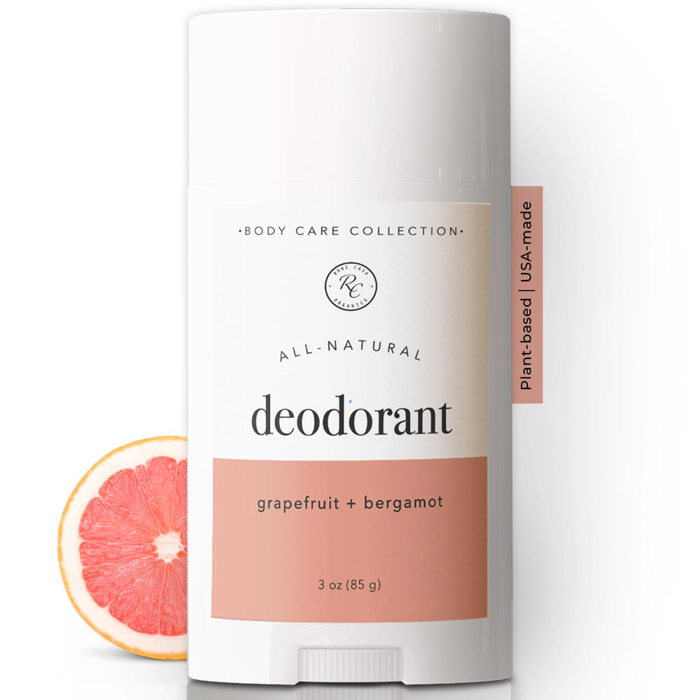 Rowe Casa Organics desodorante Pomelo Bergamota en envase, aroma cítrico natural.