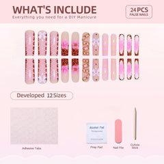 RTKHFZE juego de 24 uñas, 12 tallas, ajuste cómodo.