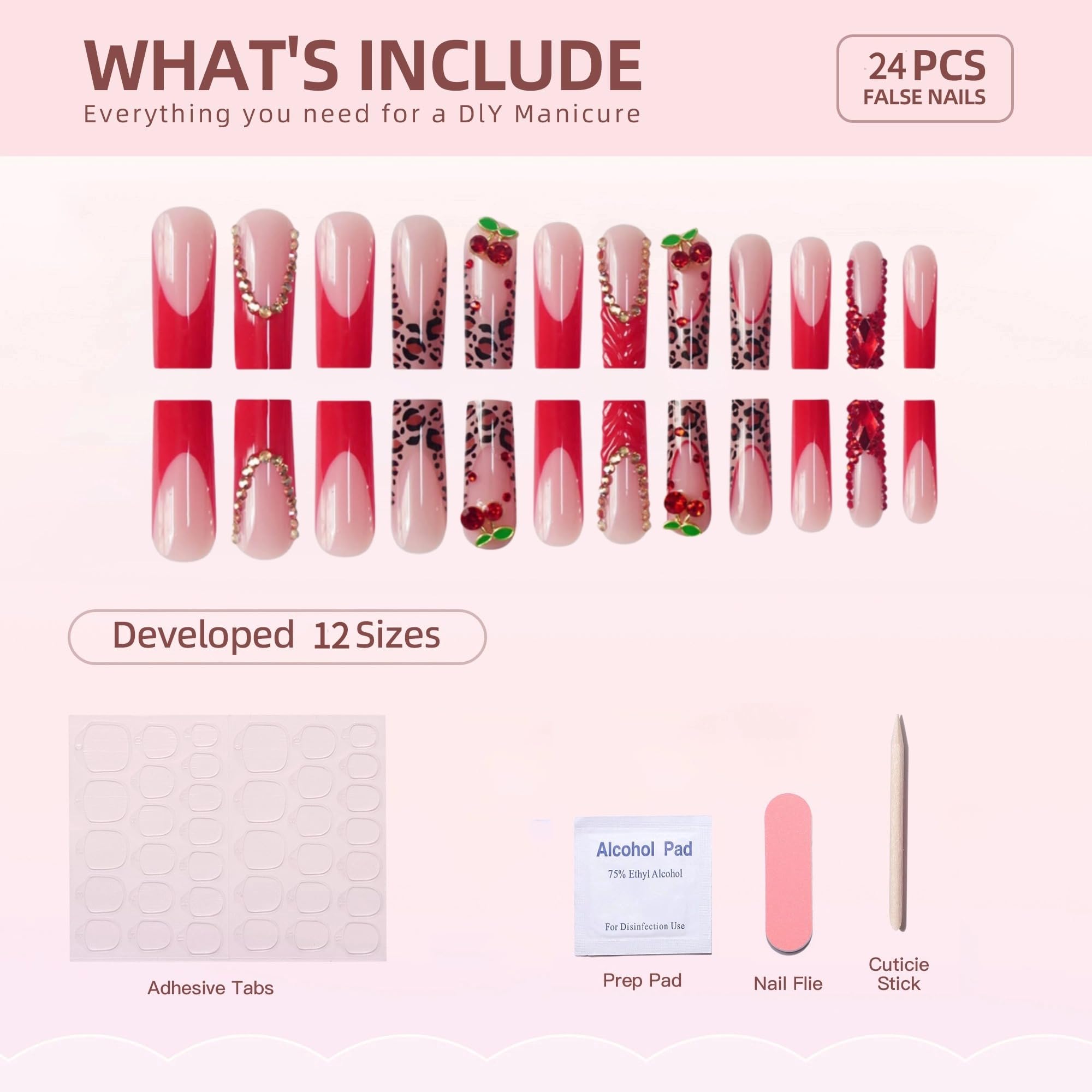 Uñas RTKHFZE frances rojo con adorno lazo, toque lujoso discreto