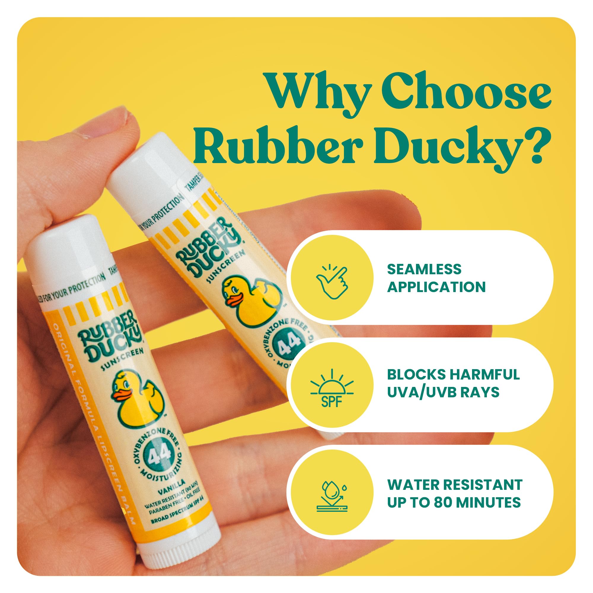 Bálsamo labial Rubber Ducky con vitamina E para hidratación profunda