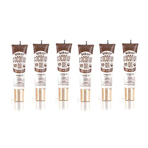 Ruby Kisses Broadway Vita-Lip brillos labiales con aceite de coco para hidratación diaria.