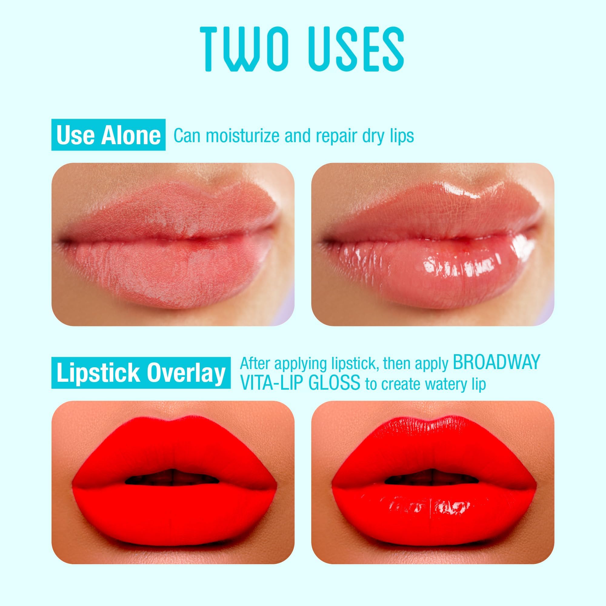 Fórmula no pegajosa de Ruby Kisses Broadway Vita-Lip, sensación ligera.