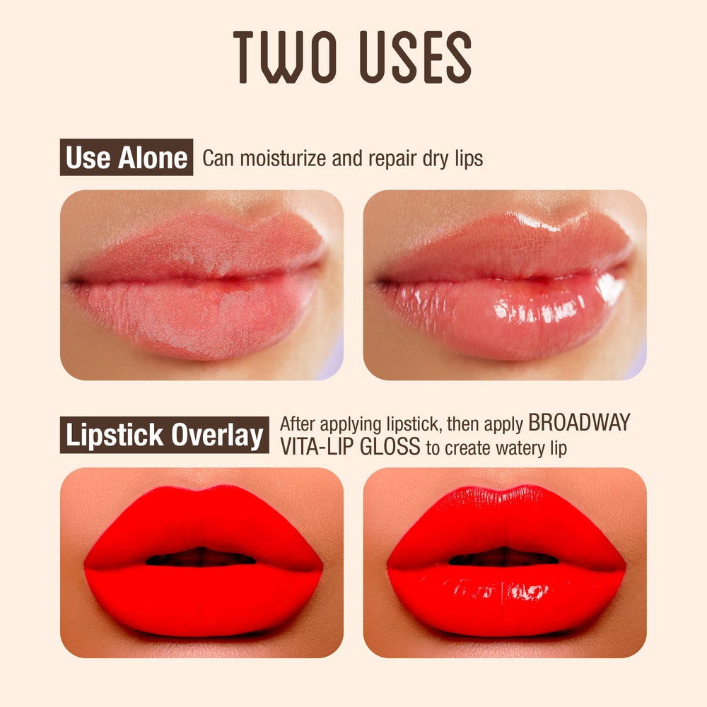 Ruby Kisses Broadway Vita-Lip acabado de alto brillo que perdura.