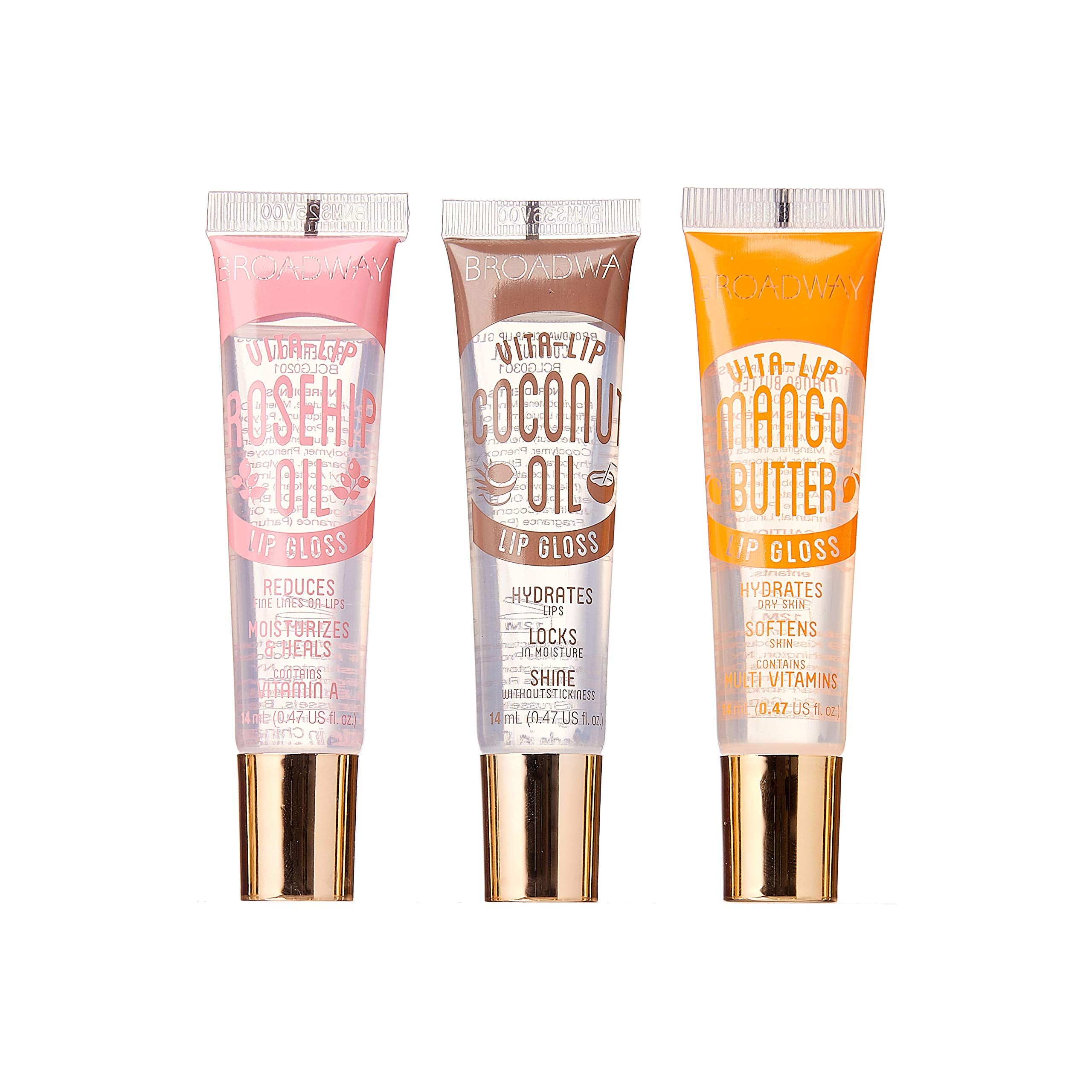 Ruby Kisses Broadway Vita-Lip brillos suaves en el envase para labios nutridos