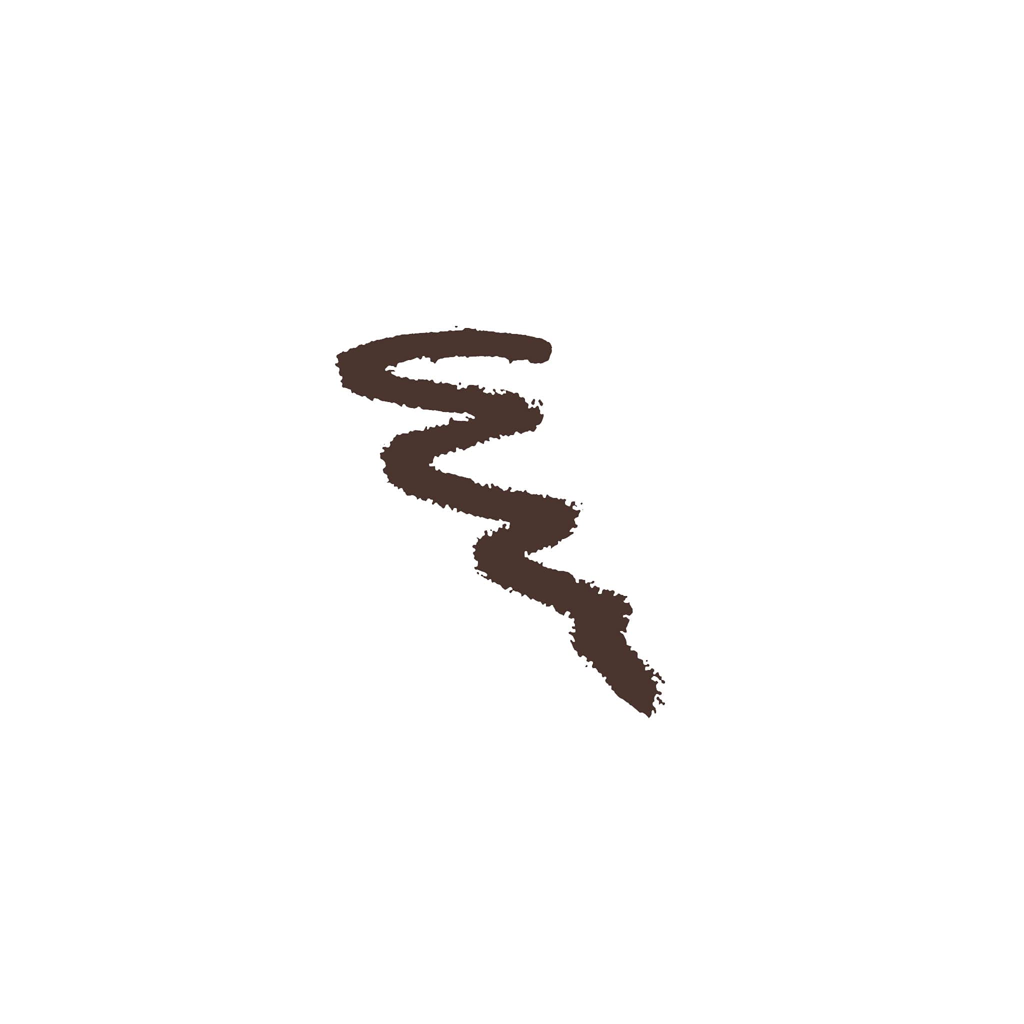 Aplicación suave del delineador Ruby Kisses marrón oscuro para labios definidos.
