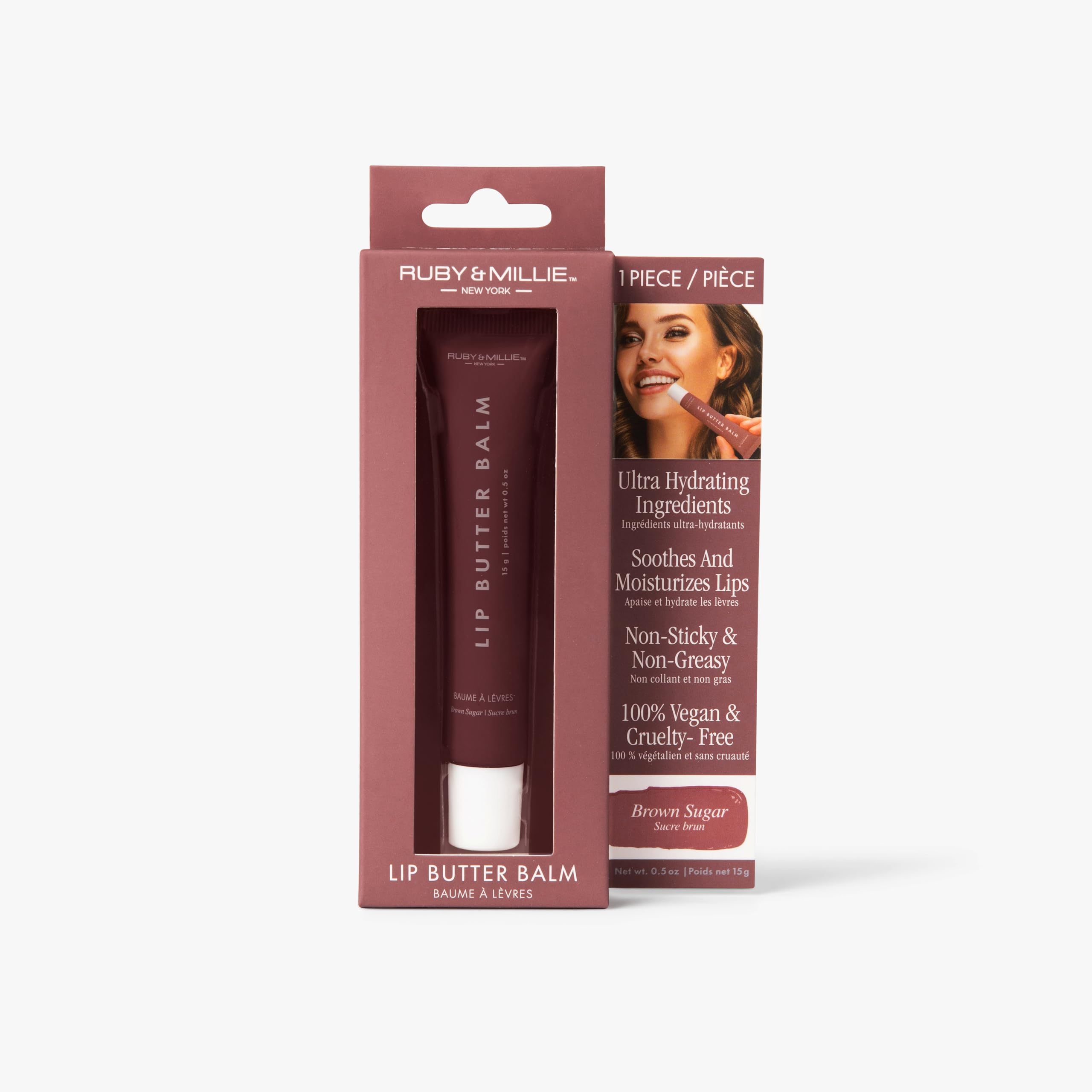 Cuidado multiuso Ruby & Millie para labios durante el día.