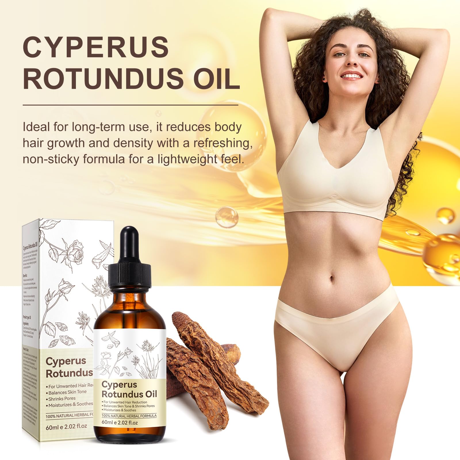 Rulviou Aceite Cyperus Rotundus, masaje hidratante para la piel.