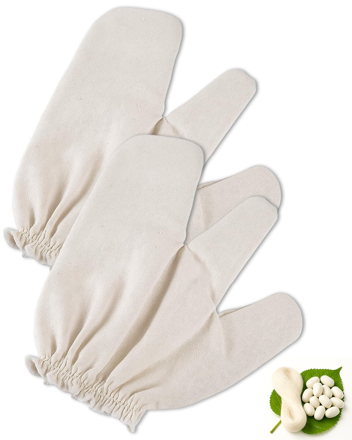 Guantes Rumexeng Garshana de seda cruda para uso diario, exfoliación suave y cuidado de la piel.