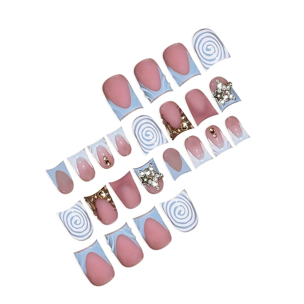 RUOKEXIN acabado brillante en uñas francesas postizas.