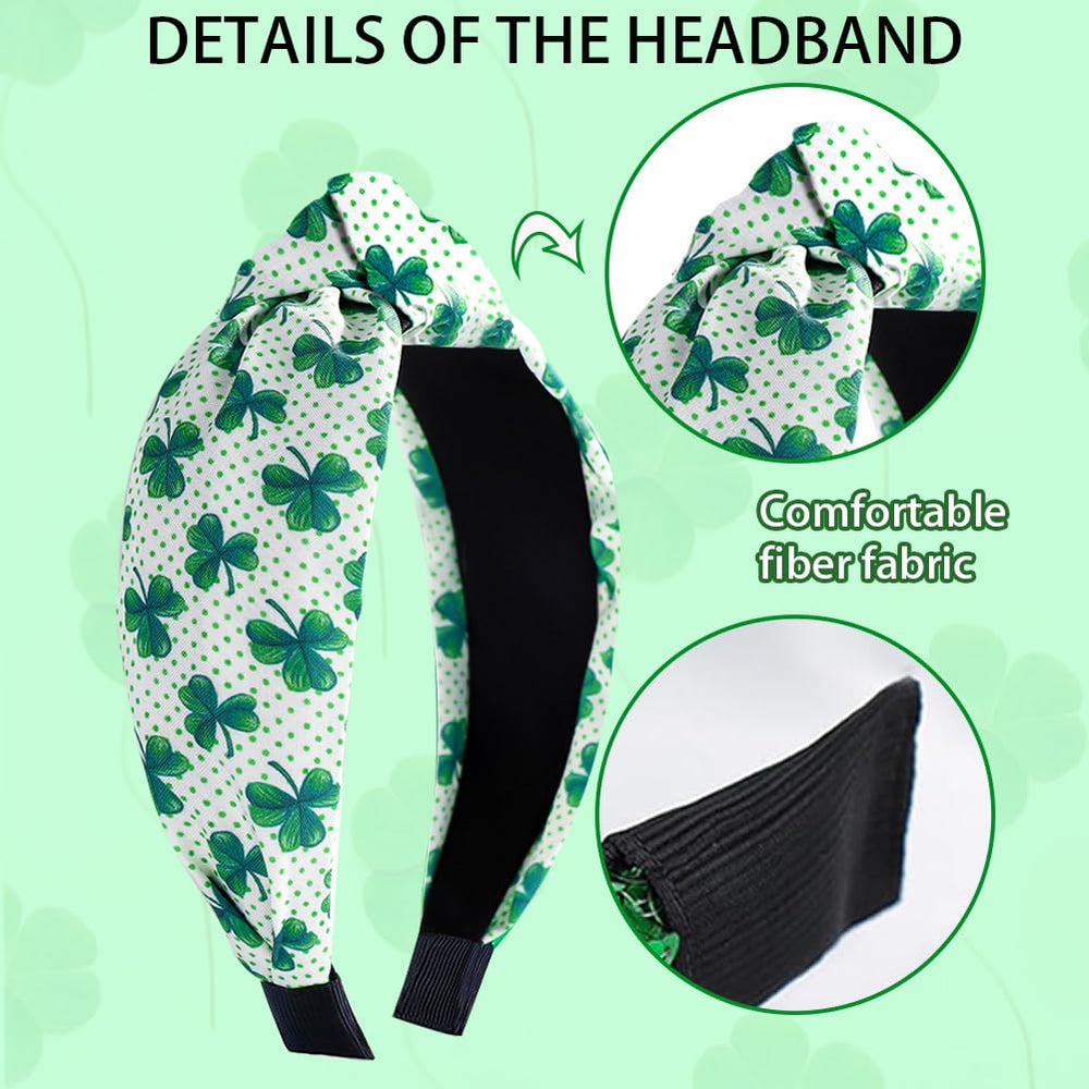 Diadema RUPOFUZA trébol verde brillante para estilos festivos.