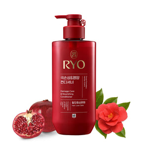 Acondicionador Ryo, botella lista para uso diario en cabello dañado, fácil de peinar.