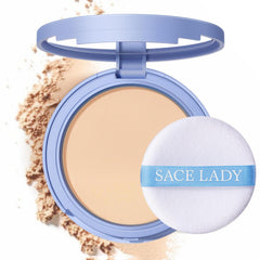 Polvo compacto SACE LADY para aplicación suave y acabado mate duradero.