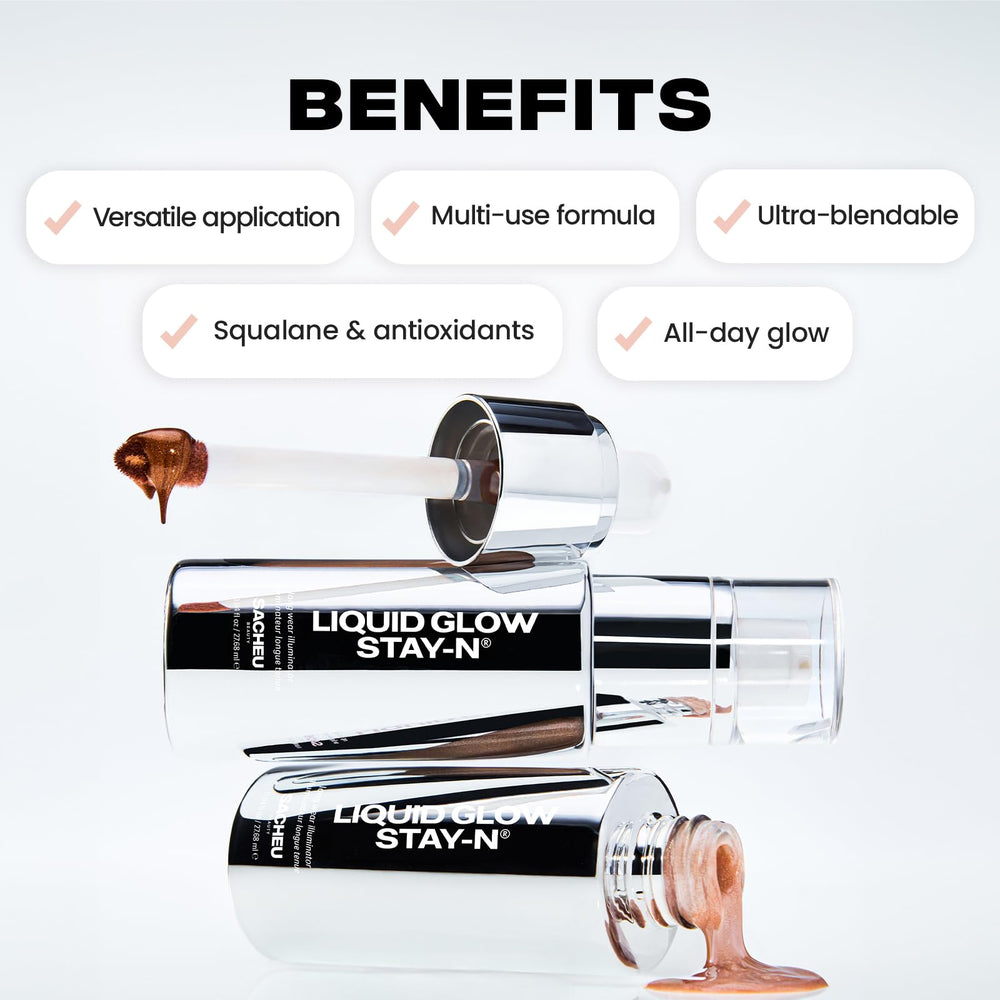 Sacheu Liquid Glow STAY-N iluminador suave para realzar rasgos faciales.