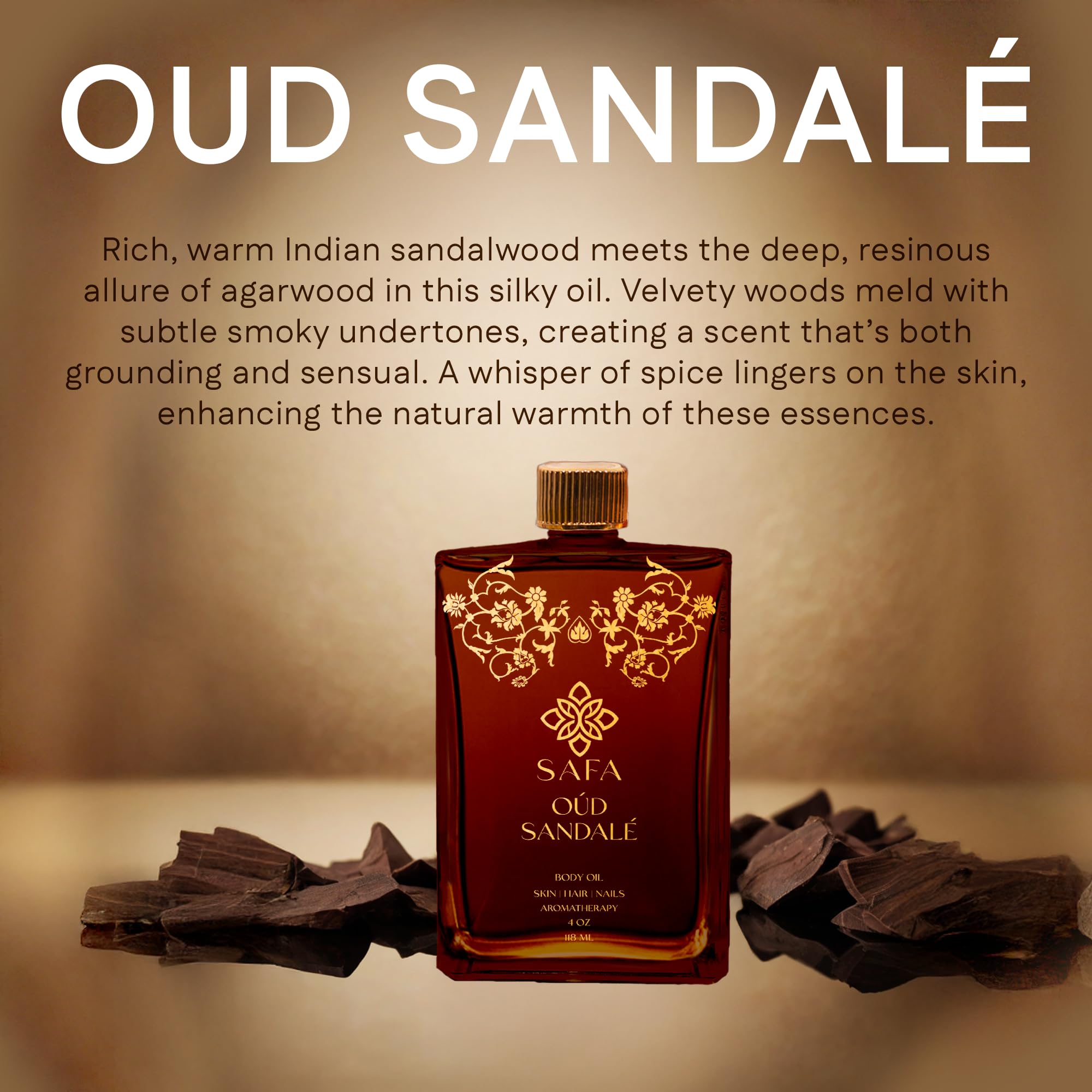 SAFA Oud Sandalé: aplicación en cuerpo, piel suave y elástica