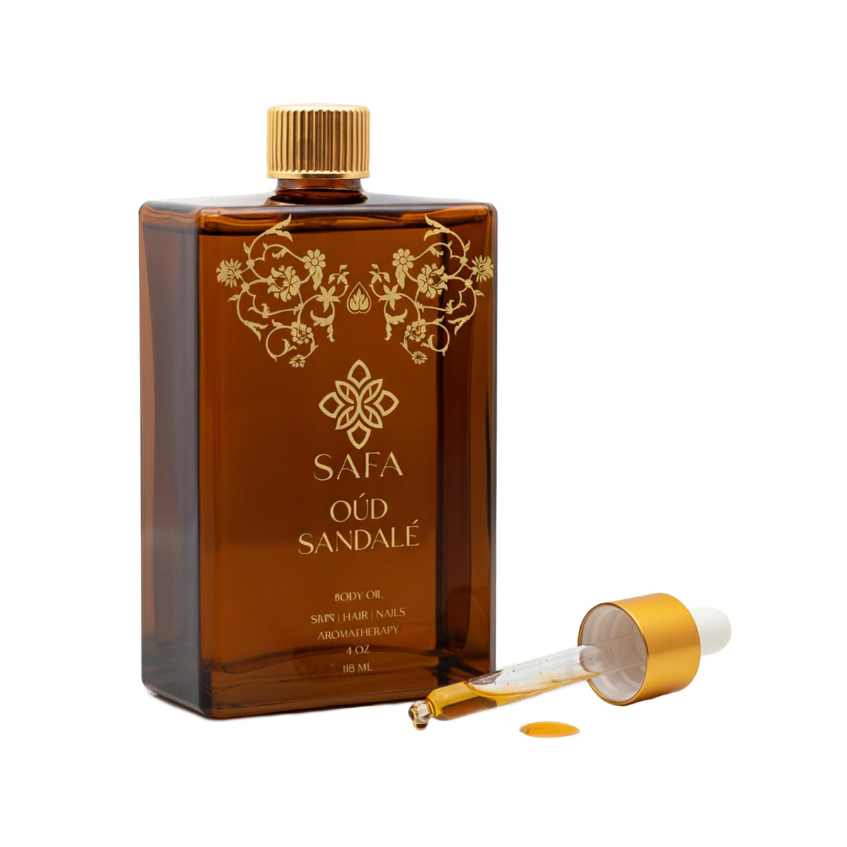 SAFA Oud Sandalé: frasco del aceite, aroma duradero para uso diario