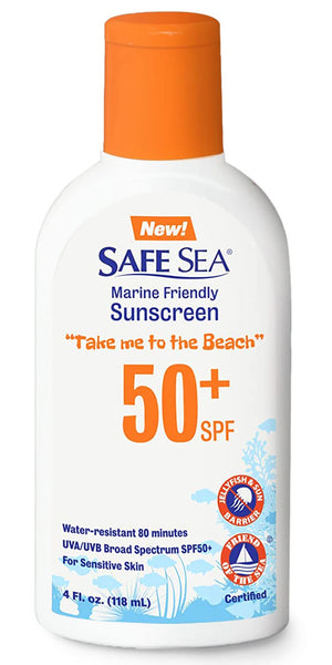 Safe Sea: botella de protector solar SPF50+ para uso diario en la playa
