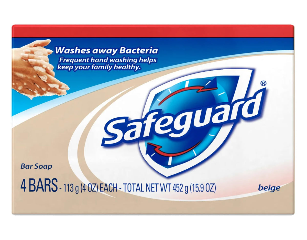 Safeguard jabon en barra antibacterial, paquete de 4 barras para toda la familia.