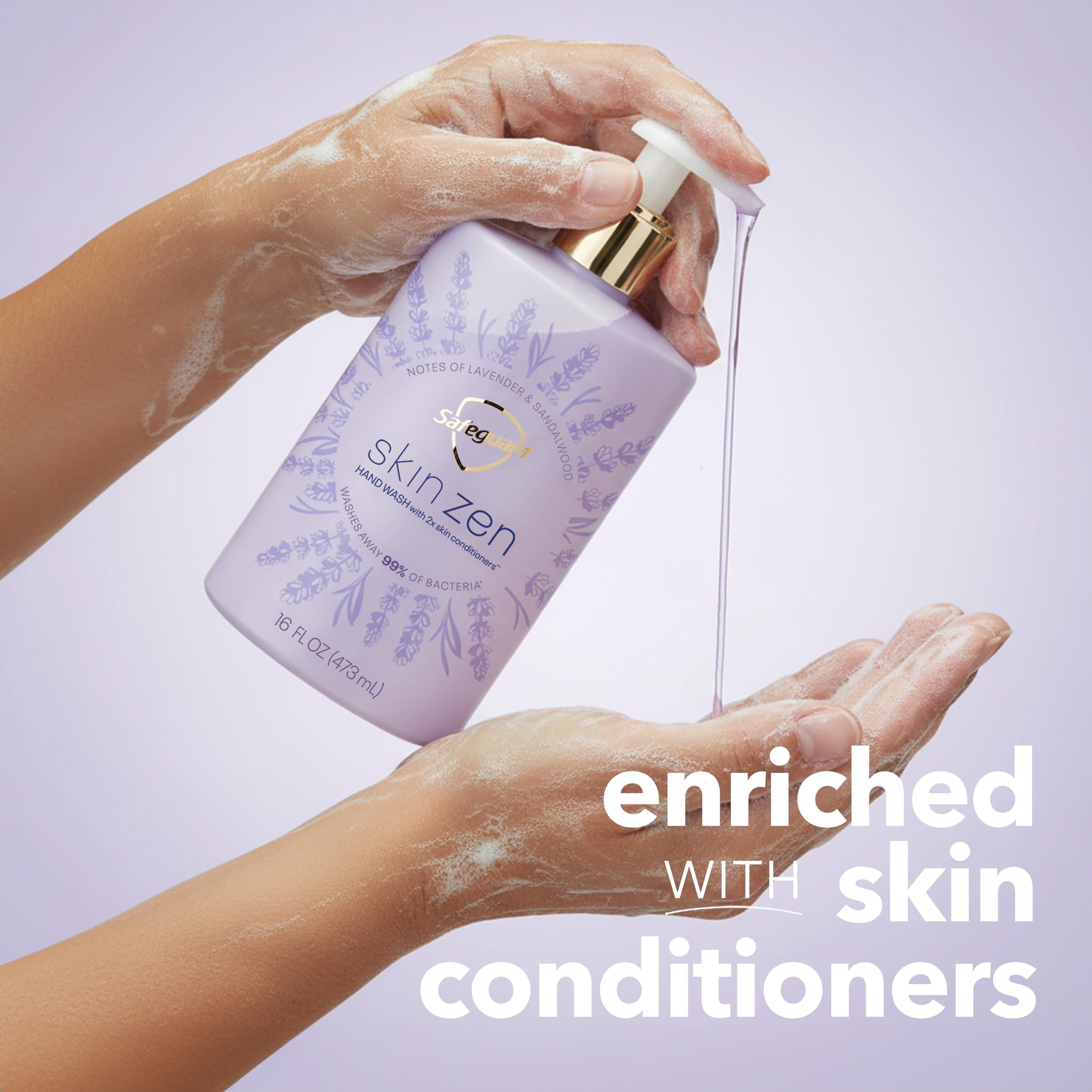 Skin Zen botella lavanda-sándalo, aroma calmante durante el lavado