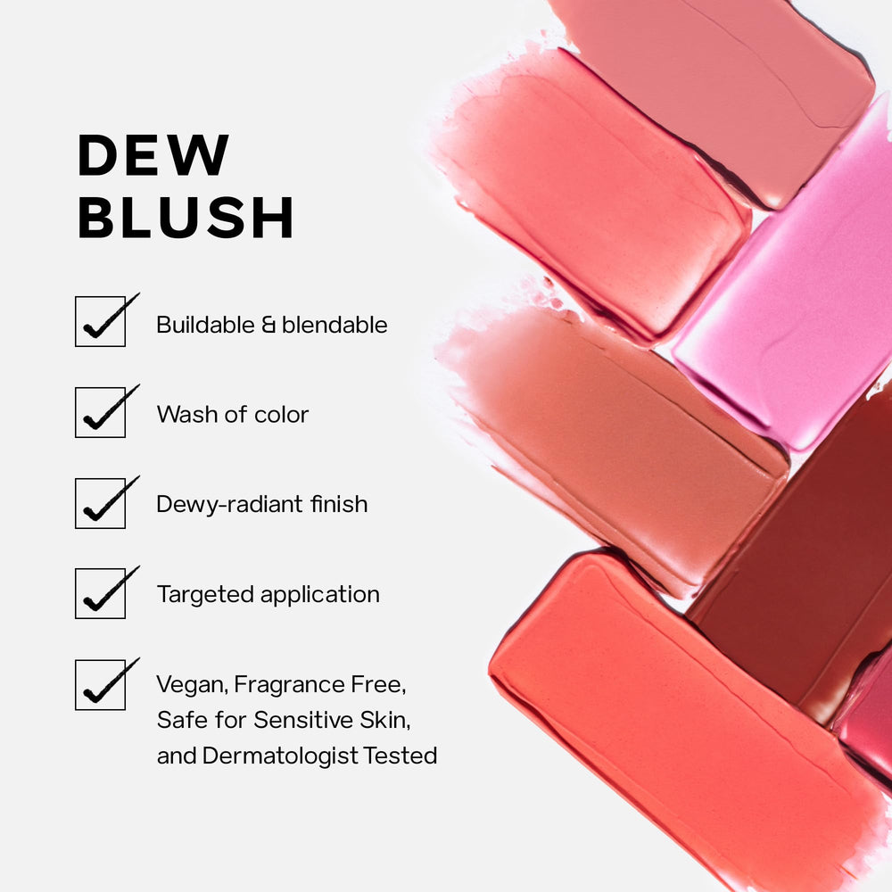 Difumina Saie Dew Liquid Blush con los dedos para un acabado suave.