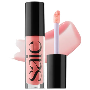 Saie Glossybounce bote brilla, labios hidratados con acabado resplandeciente.
