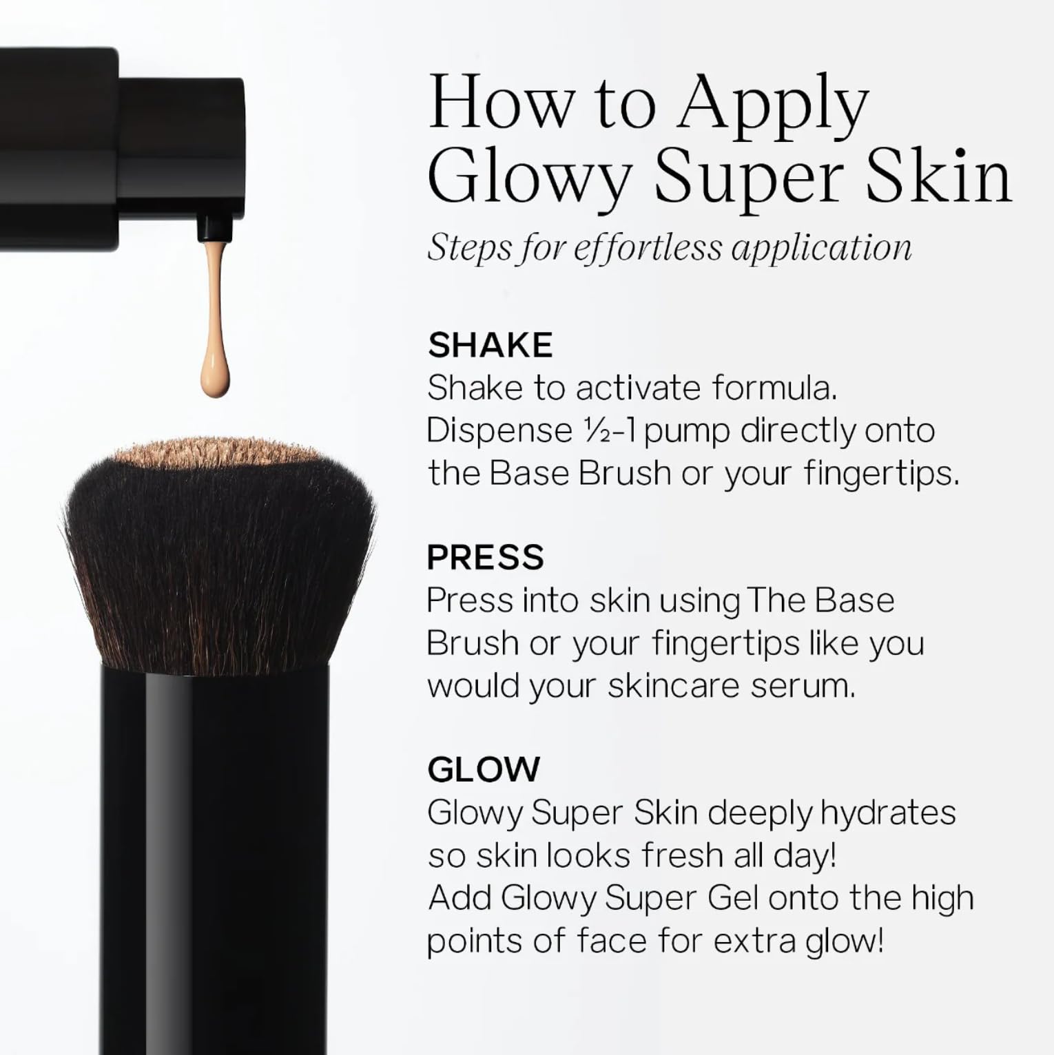 Saie Glowy Super Skin Tint, ingredientes clave para hidratación y tono.
