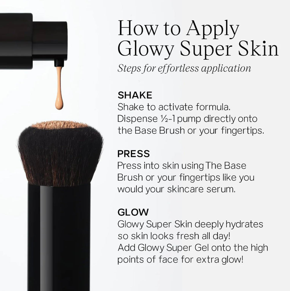 Saie Glowy Super Skin Tint, ingredientes clave para hidratación y tono.