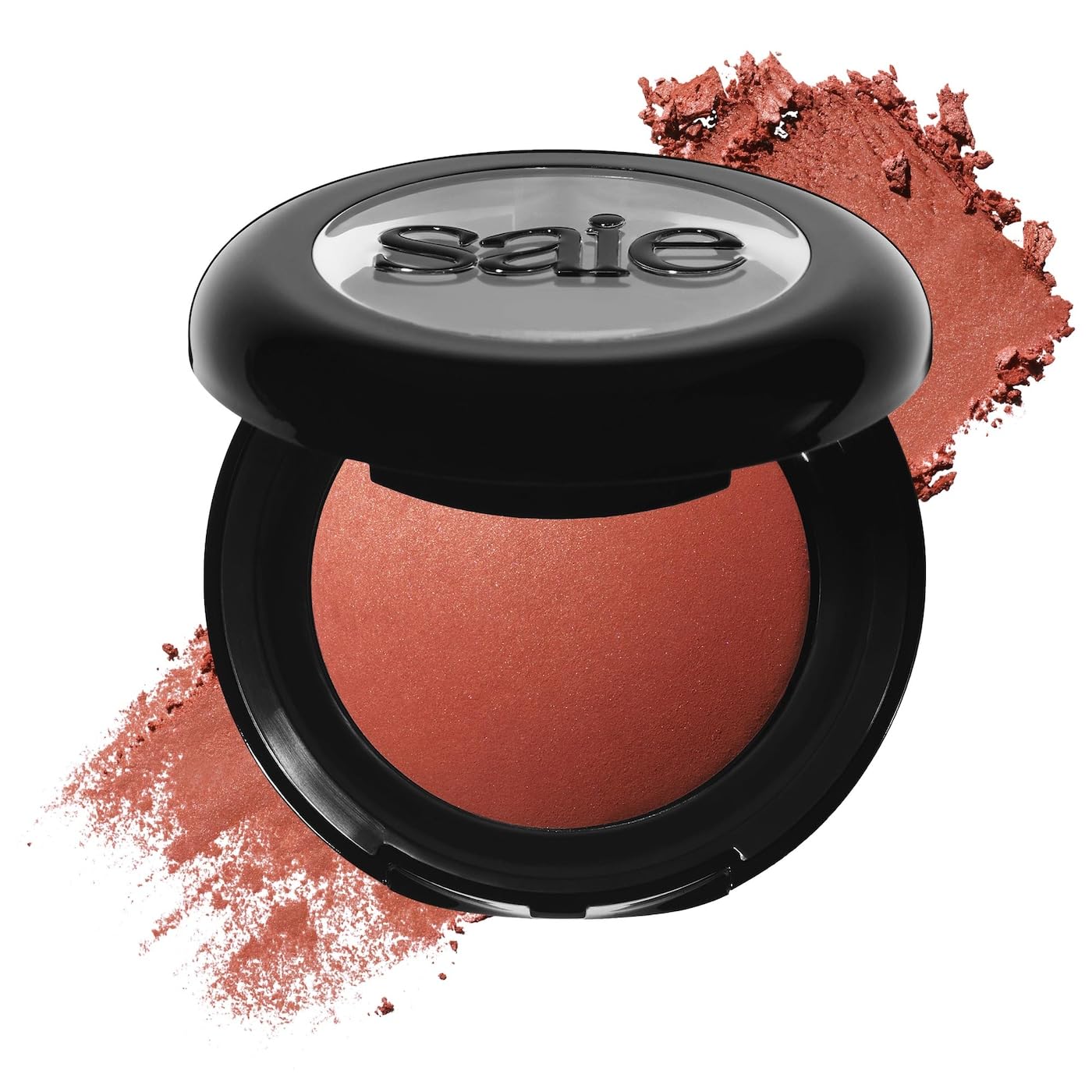 Saie SuperSuede Baked Blush en empaque lucido, ideal para regalo y almacenamiento.