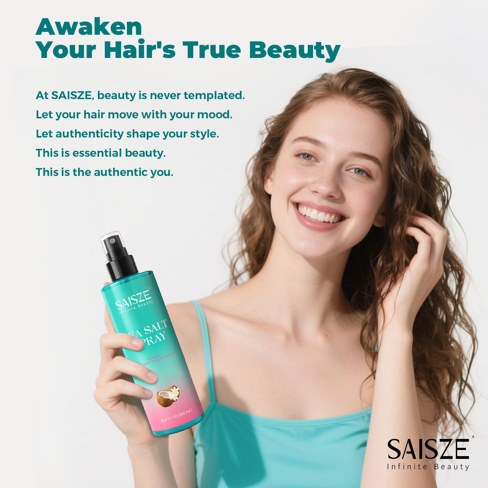 SAISZE Sea Salt Spray, ideal para viajes con ondas naturales durante vacaciones.