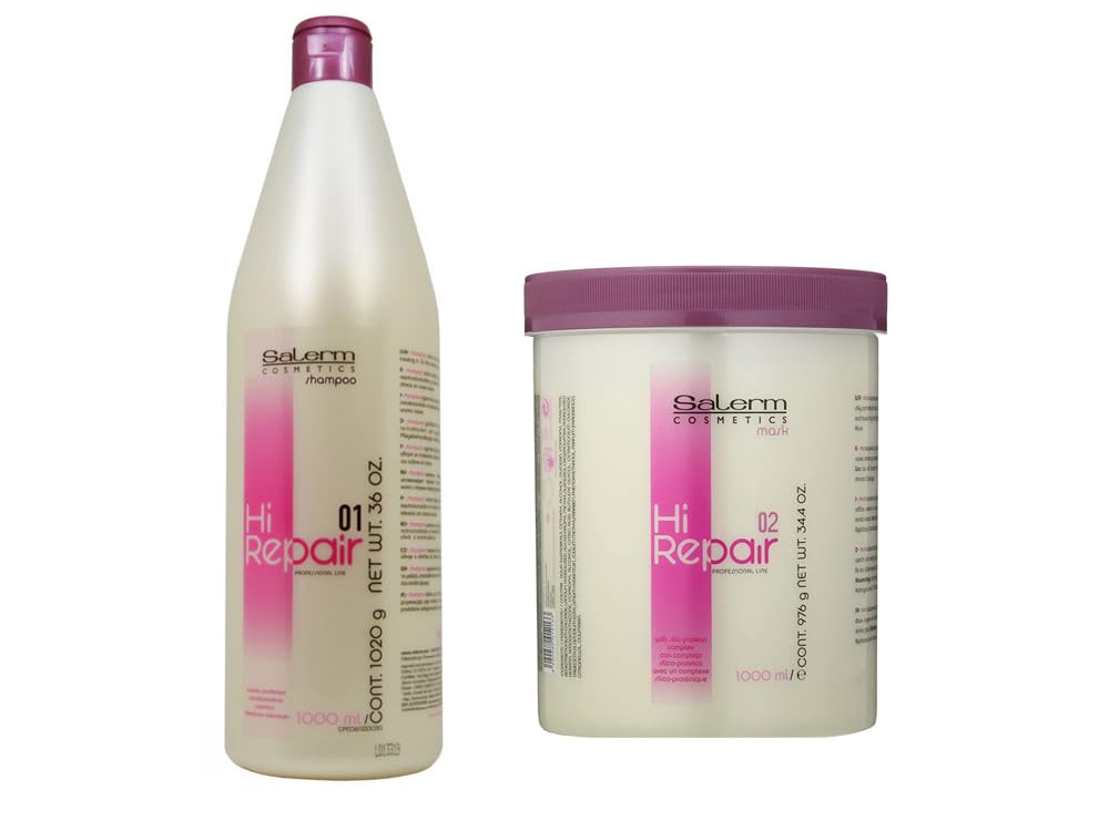 Salerm Hi Repair champú y mascarilla para reparación capilar, brillo y manejo fácil