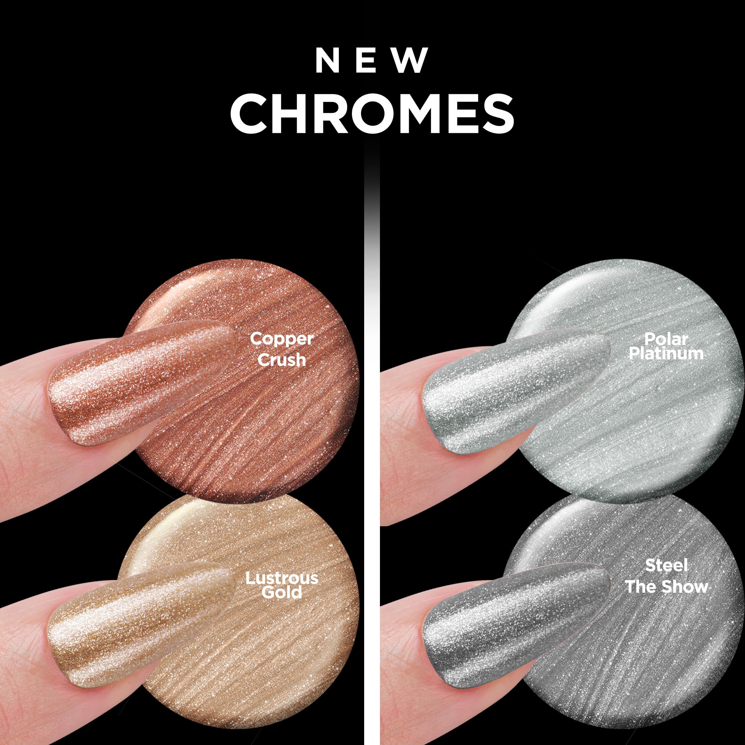 Base y capa integradas en esmalte cromado Insta-Dri para color estable.