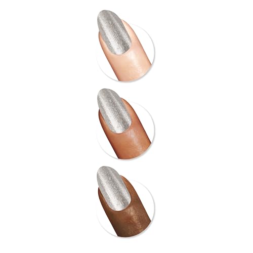 Sally Hansen Insta-Dri Chrome tono plateado metálico, acabado espejo para uñas llamativas.