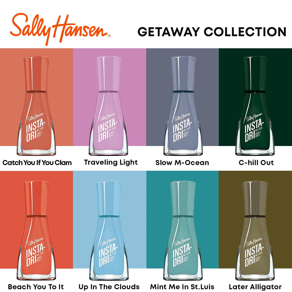 Sally Hansen Insta-Dri listo para viaje, manicura rápida donde sea.