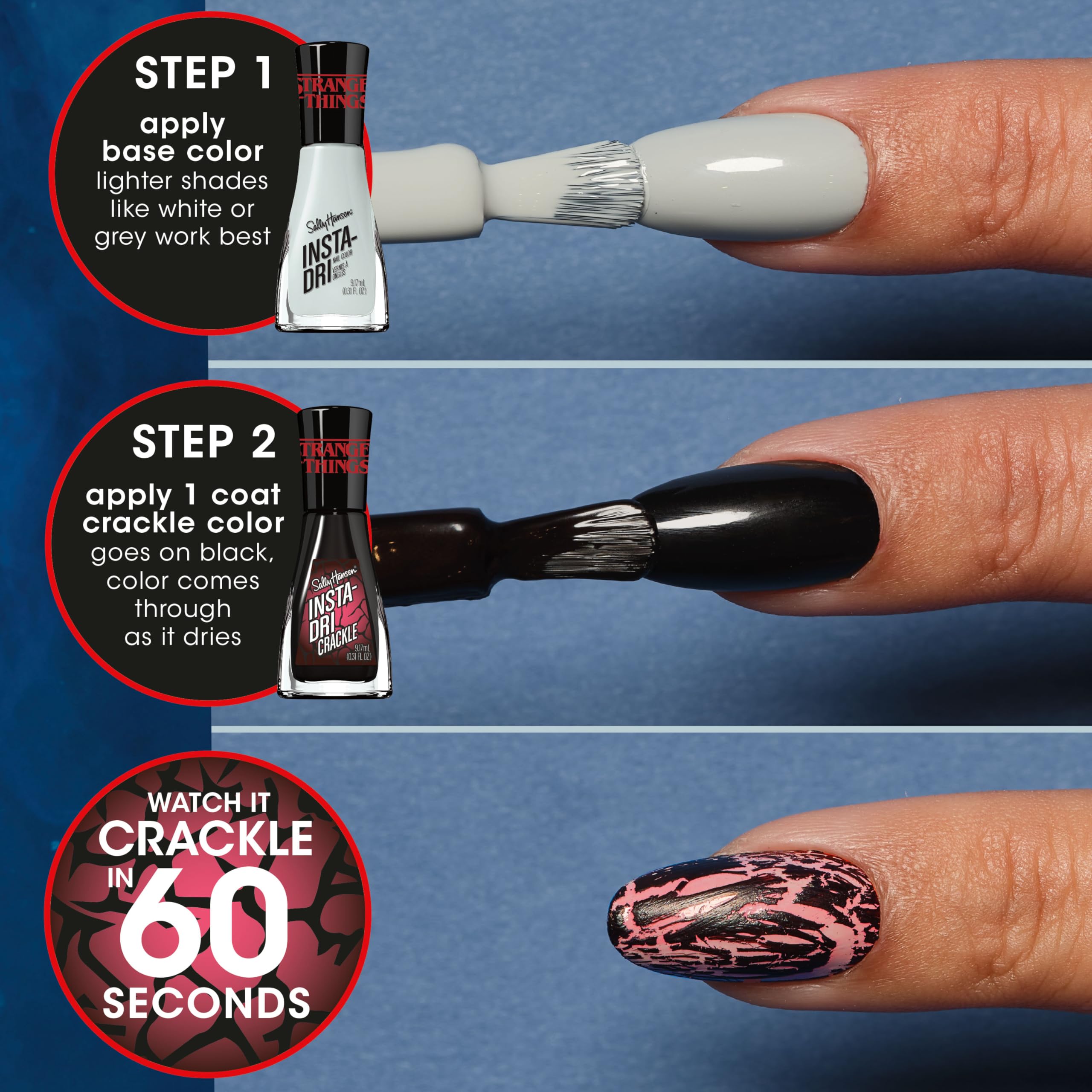 Crema intensa para estilo diario con Sally Hansen Insta-Dri Stranger Things